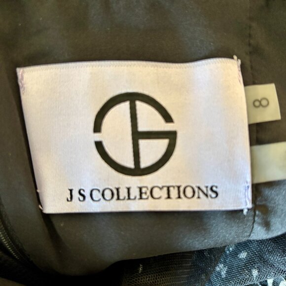 JS Collections Black Mesh Embroidered Sequin Cocktail Dress - Size 8 - Picture 15 of 16